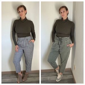 Loft Ribbed Turtleneck Shirt Long Sleeves XS Stretch Olive Green